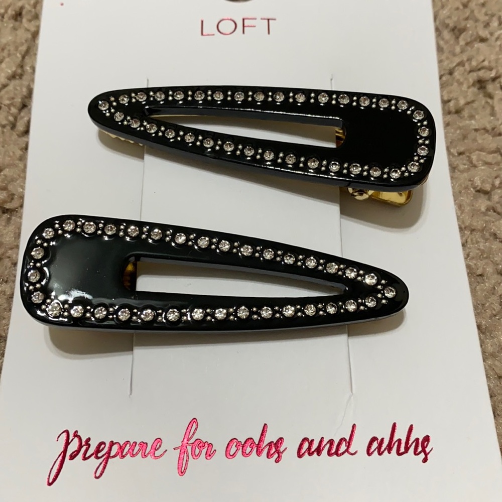 Loft black and rhinestone hair clips